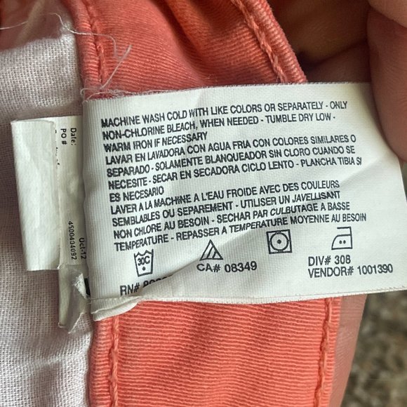 Nine West Mid Rise Cigarette Fit Skinny Leg Ankle Jean Pant, Size 8/29, Peach - Picture 12 of 12